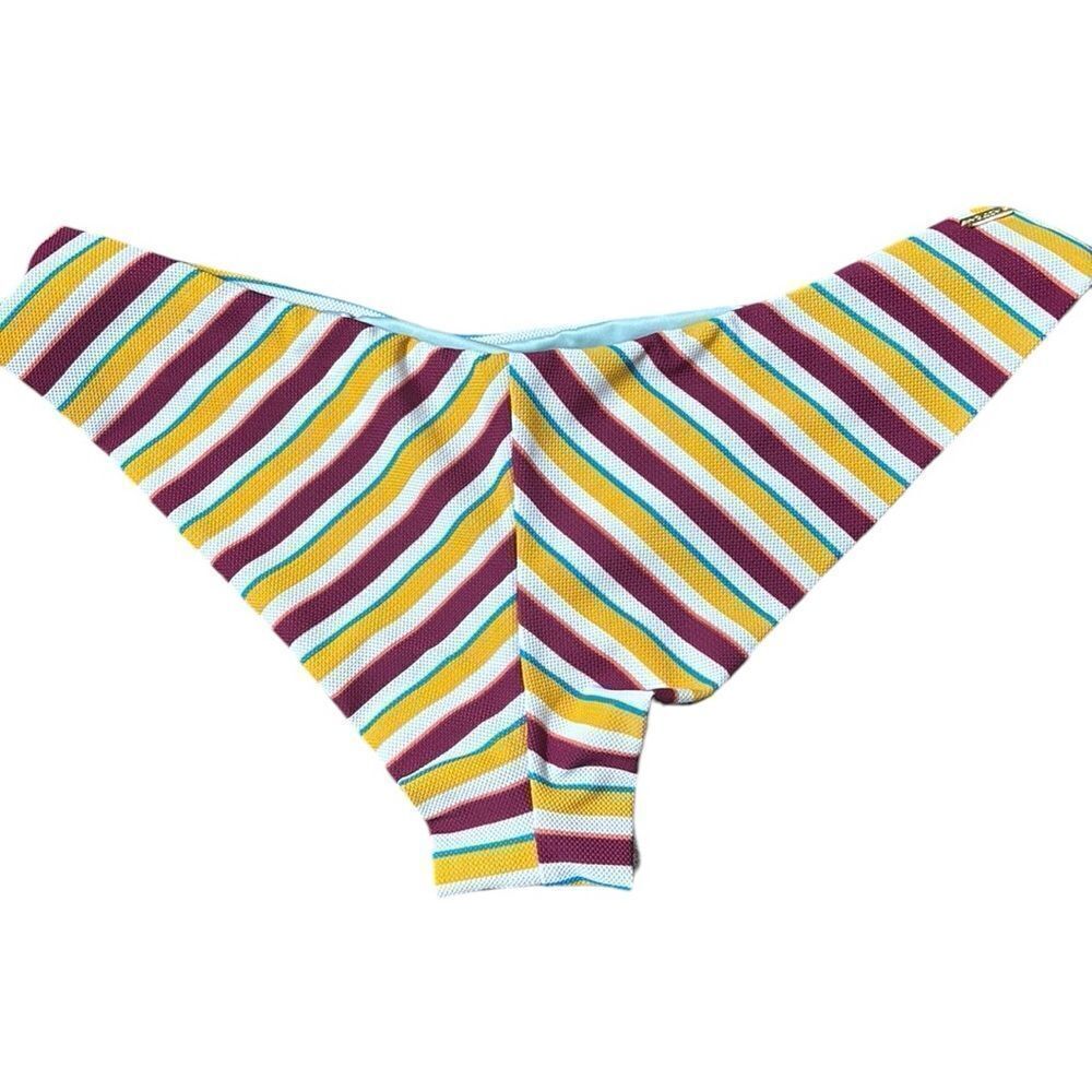 Volcom stripe while haute cheekini bikini bottom Medium new swim summer vacation